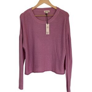 Rag Poets Sweater Womens Large Pink Long Sleeve Short‎ Line Barbiecore